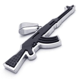 Herrhalsband Med Hänge I Gyllene Titan, Ak47-Gevär