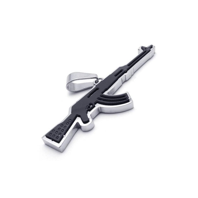 Herrhalsband Med Hänge I Gyllene Titan, Ak47-Gevär Herrhalsband Med Hänge I Gyllene Titan, Ak47-Gevär