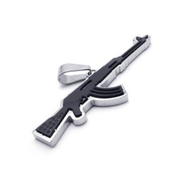Herrhalsband Med Hänge I Gyllene Titan, Ak47-Gevär