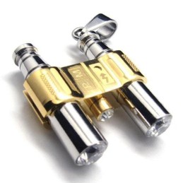 Halsband Med Kikarehänge I Gyllene Silver I Rent Titan