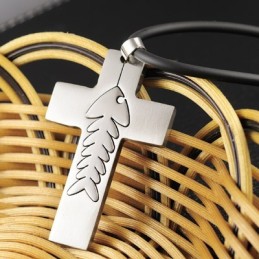 Moderiktigt Fiskbens Titan Kors Halsband Hänge