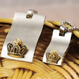 Älskling Lovers Titanhalsband Hängen Med Guldkrona