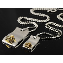 Älskling Lovers Titanhalsband Hängen Med Guldkrona
