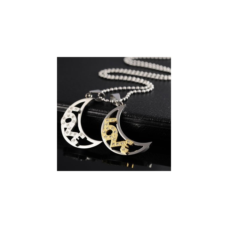 Älskar Månen Älskling Älskare Titan Halsband Hängen Älskar Månen Älskling Älskare Titan Halsband Hängen