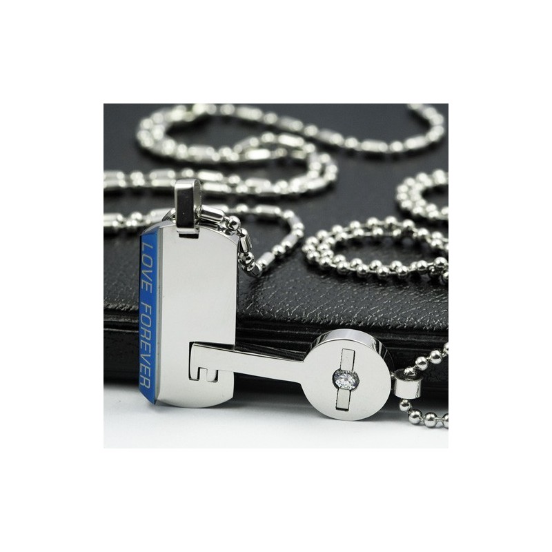 Lås Och Nyckel Älskling Älskare Titan Halsband Hänge