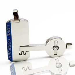 Lås Och Nyckel Älskling Älskare Titan Halsband Hänge