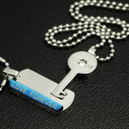 Lås Och Nyckel Älskling Älskare Titan Halsband Hänge
