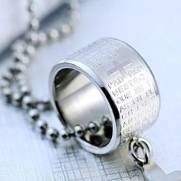 Modegåva Ring Och Kors Titan Halsband Hänge