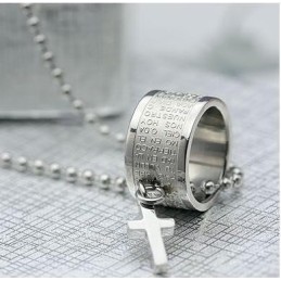 Modegåva Ring Och Kors Titan Halsband Hänge