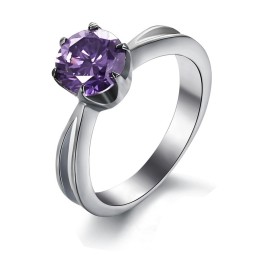 Säljer Bra Över Hela Världen Kvinnlig Titanring Med Lila Diamant