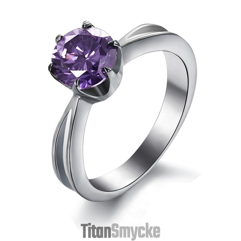 Säljer Bra Över Hela Världen Kvinnlig Titanring Med Lila Diamant Säljer Bra Över Hela Världen Kvinnlig Titanring Med Lila Diamant