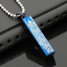 Moderiktigt Kubiskt Blått Titanhalsband För Män