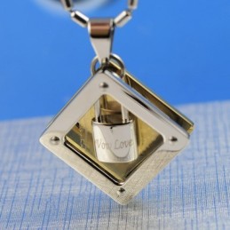 Wow Love Sweetheart Lock Titanhalsband Hänge