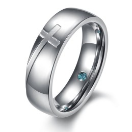 Att Njuta Av Högt Rykte Hemma Och Utomlands Cross Titanium Ring För Älskare