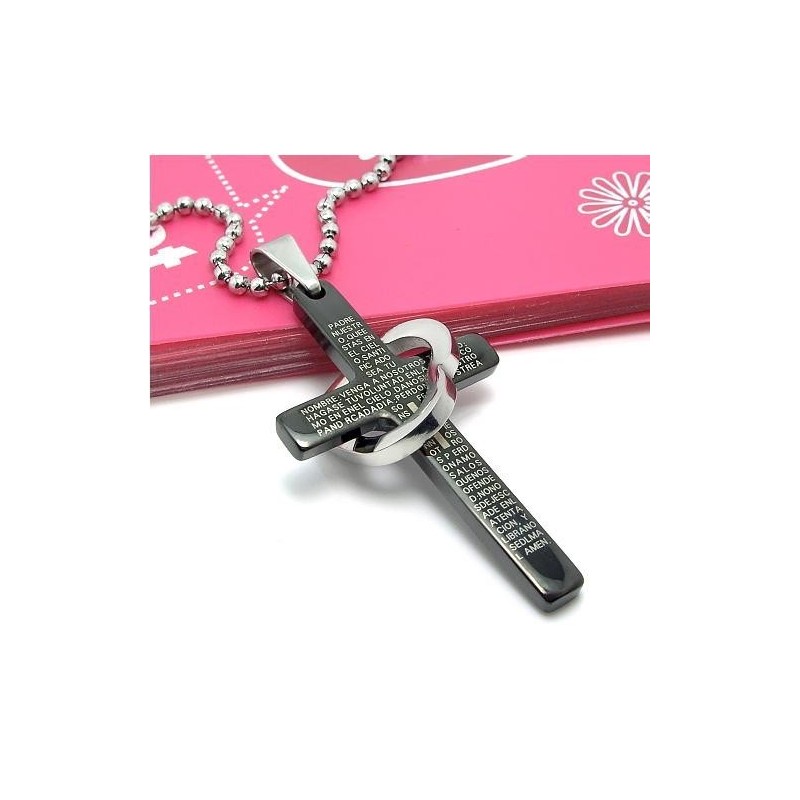 Cool Man Hjärta Kors Bibel Svart Titan Stål Halsband Hänge (Nytt) Cool Man Hjärta Kors Bibel Svart Titan Stål Halsband Hänge (Nytt)
