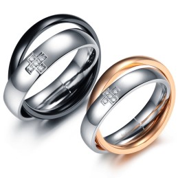 Stabil Kvalitet Kors Titanring För Älskare Med Diamant