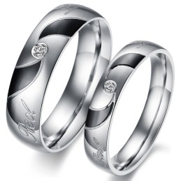 Högkvalitativ Svart Titanring För Älskare Med Diamant