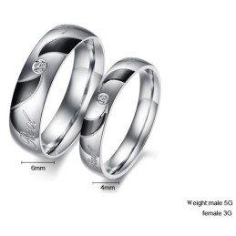 Högkvalitativ Svart Titanring För Älskare Med Diamant