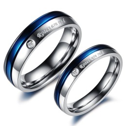 Pålitlig Och Ryktefull Vit Och Blå Titanring För Älskare Med Diamant