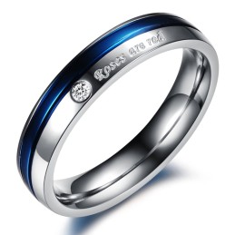 Pålitlig Och Ryktefull Vit Och Blå Titanring För Älskare Med Diamant