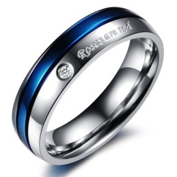 Pålitlig Och Ryktefull Vit Och Blå Titanring För Älskare Med Diamant