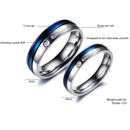 Pålitlig Och Ryktefull Vit Och Blå Titanring För Älskare Med Diamant