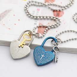 Mode Bibel Kärlek Lås Och Nyckel Älskling Titan Halsband Hängen