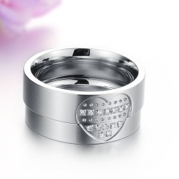 Högkvalitativ Älskling Titanring För Älskare Med Strass