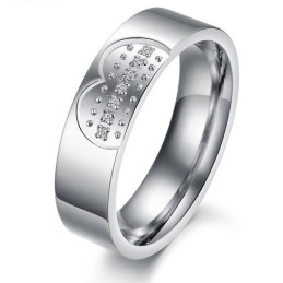 Högkvalitativ Älskling Titanring För Älskare Med Strass