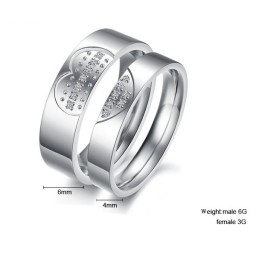 Högkvalitativ Älskling Titanring För Älskare Med Strass