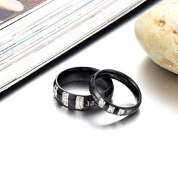 Kompletta Specifikationer Svart Titanring För Älskare Med Strass