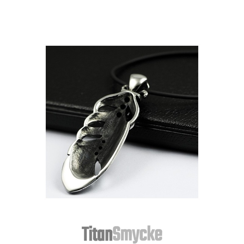 Halsband Med Skalle Och Fjädrar I Titan, Het Mode