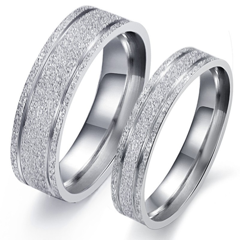 Hållbar I Bruk Pärlsand Titanring För Älskare