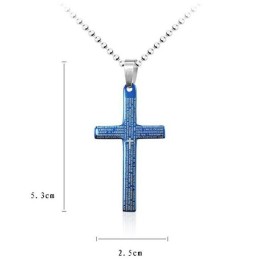 Utsökt Manligt Blått Bibelkorshänge Och Halsband