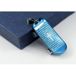 Man Blue Cross Bible Skateboardhänge Och Halsband