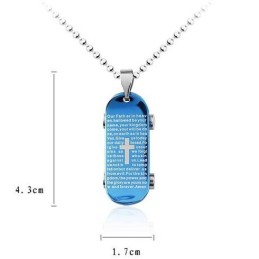 Man Blue Cross Bible Skateboardhänge Och Halsband