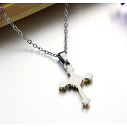 Lättanvänt Titanhalsband Med Kors Och Strass För Kvinnor