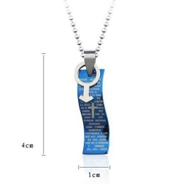 Blå Stil Bibelkors Titanhänge Och Halsband Symboler För Män