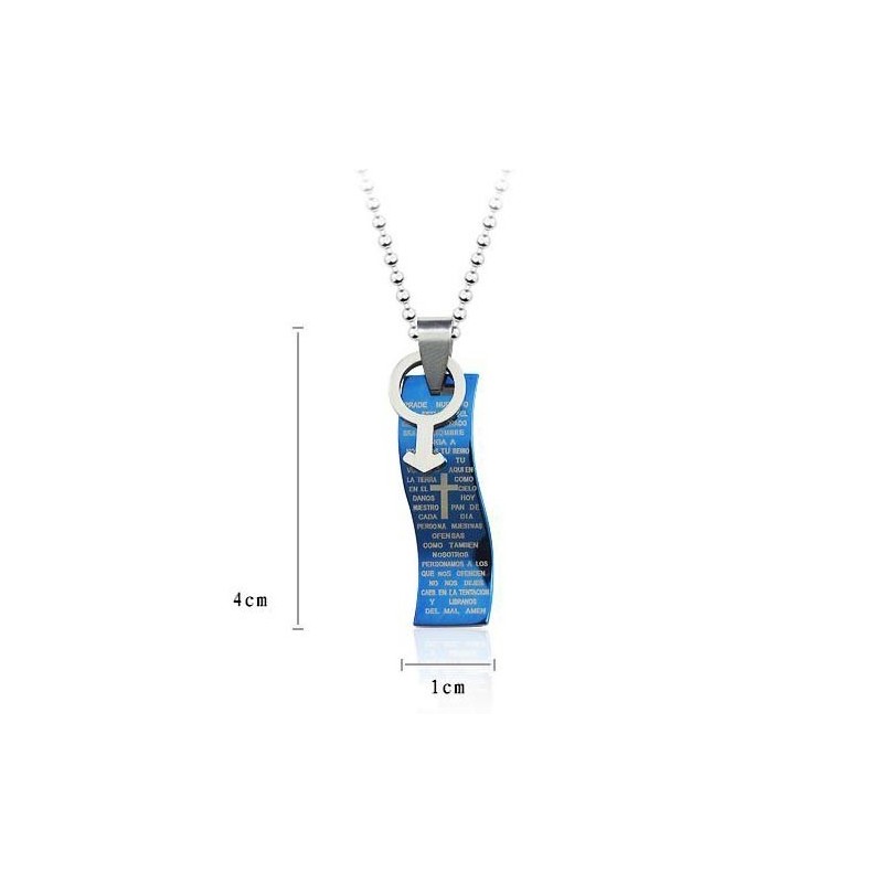 Blå Stil Bibelkors Titanhänge Och Halsband Symboler För Män Blå Stil Bibelkors Titanhänge Och Halsband Symboler För Män