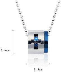 Man Blue Cross Bible Roller Halsband Och Hänge I Ren Titan (Nytt)