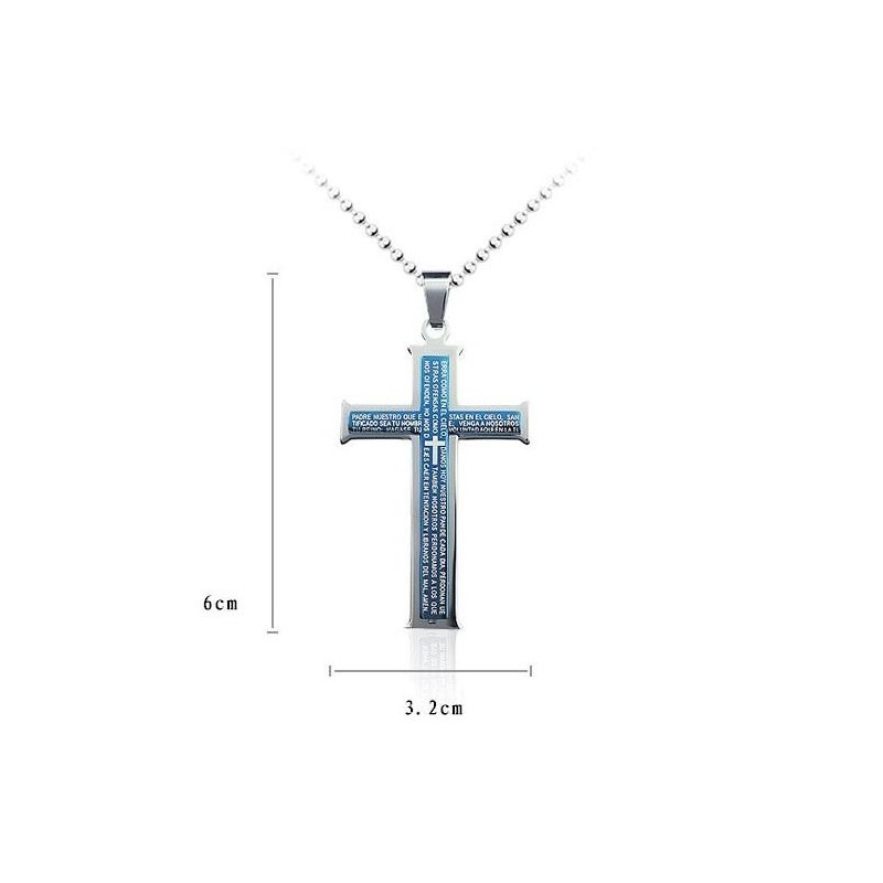 Bibelblått Och Silverkors Titanhänge Och Halsband Bibelblått Och Silverkors Titanhänge Och Halsband