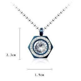 Hexagramblått Halsband Med Hänge I Ren Titan Och Diamanter
