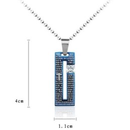 Moderiktigt Bibelkors Blått Titanhalsband Och Diamanthänge