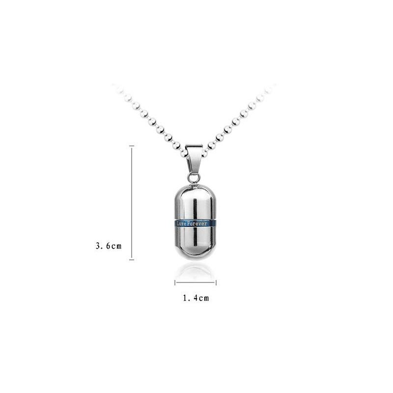 Love Forever Silver Pure Titan Pill Hänge Halsband Love Forever Silver Pure Titan Pill Hänge Halsband