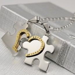 1 Par Blåfärgat Hjärtformat Titanstålhalsband Med Hänge