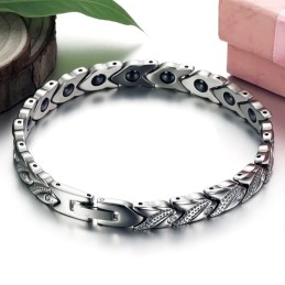 Världsomspännande Hälsoarmband I Titan Med Lodestone