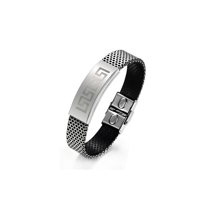Slitstarkt Manligt Armband I Titan Med Great Wall-Motiv Slitstarkt Manligt Armband I Titan Med Great Wall-Motiv