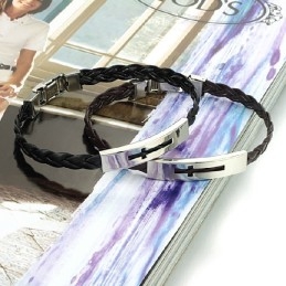 Stabil Kvalitet Kvinnlig Kors Titan Pu Armband