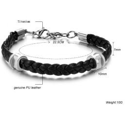 Högkvalitativt Kortfattat Titanläderarmband