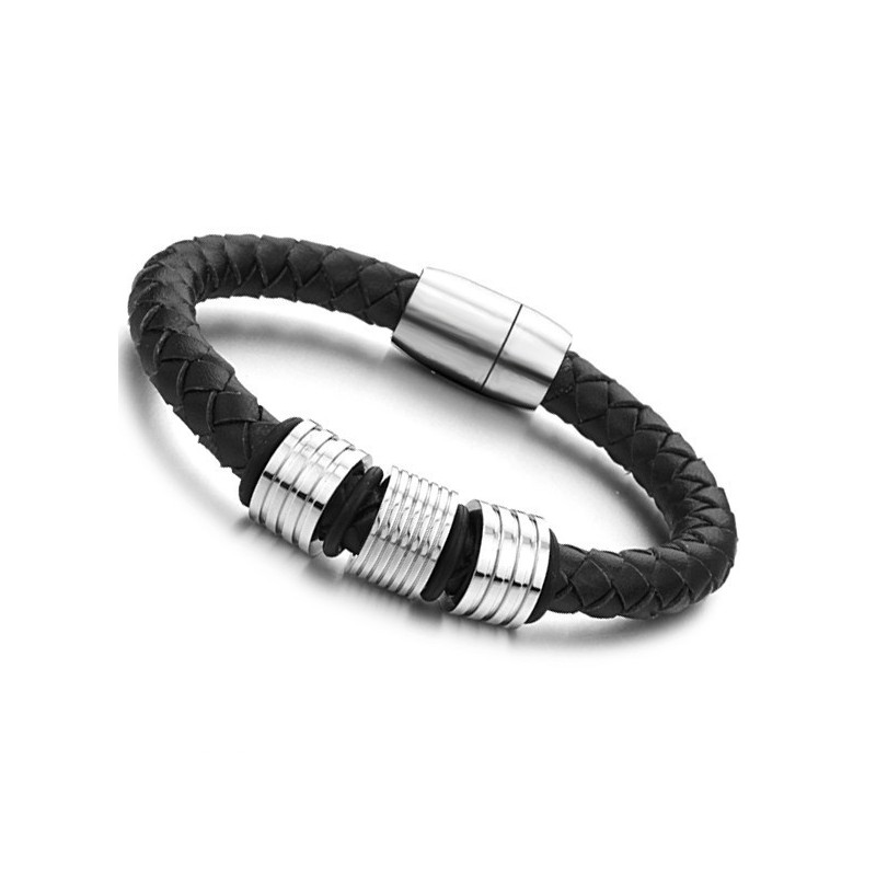 Högkvalitativt Svart Titanläderarmband Högkvalitativt Svart Titanläderarmband